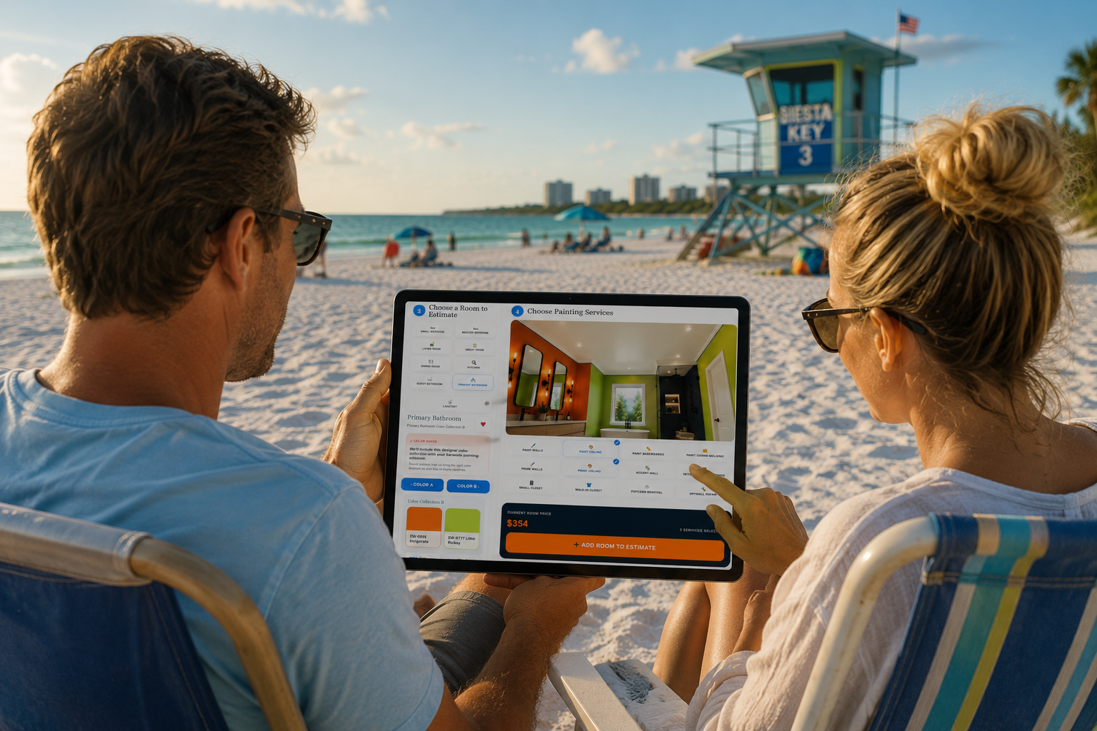 Using the Saetre Paint Interior Painting Estimate Calculator on Siesta Key Beach