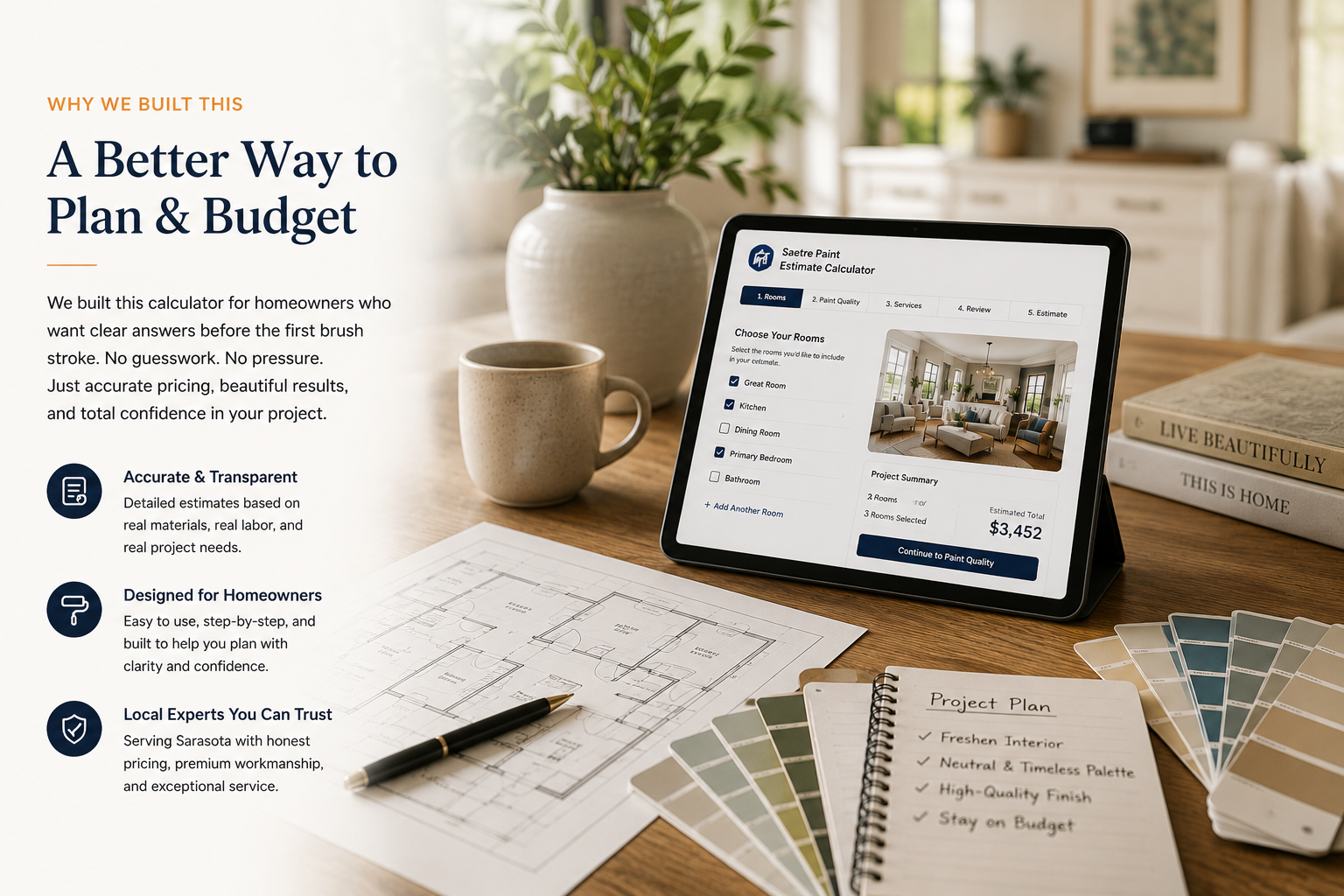 Saetre Paint estimate calculator planning workspace