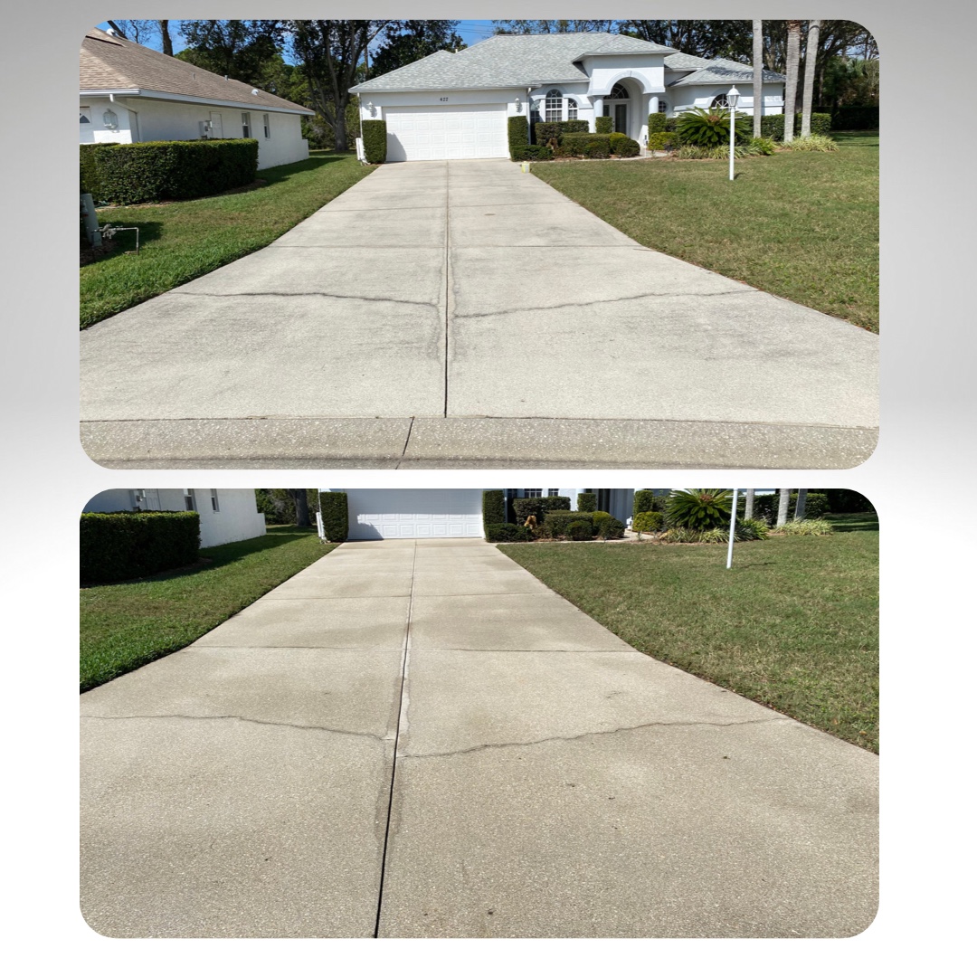 Driveway cleaning comparison 5: before at top and after at bottom